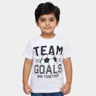 Boys Bright Snow White Round Neck Casual Half Sleeve T-Shirt, सफ़ेद, small image number null