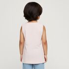 Girls Soft Pink Cotton Round Neck Sleeveless Vest, Peach, small image number null