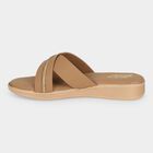 Women's Beige Embellished Slip-On Slide Sandals, Beige, small