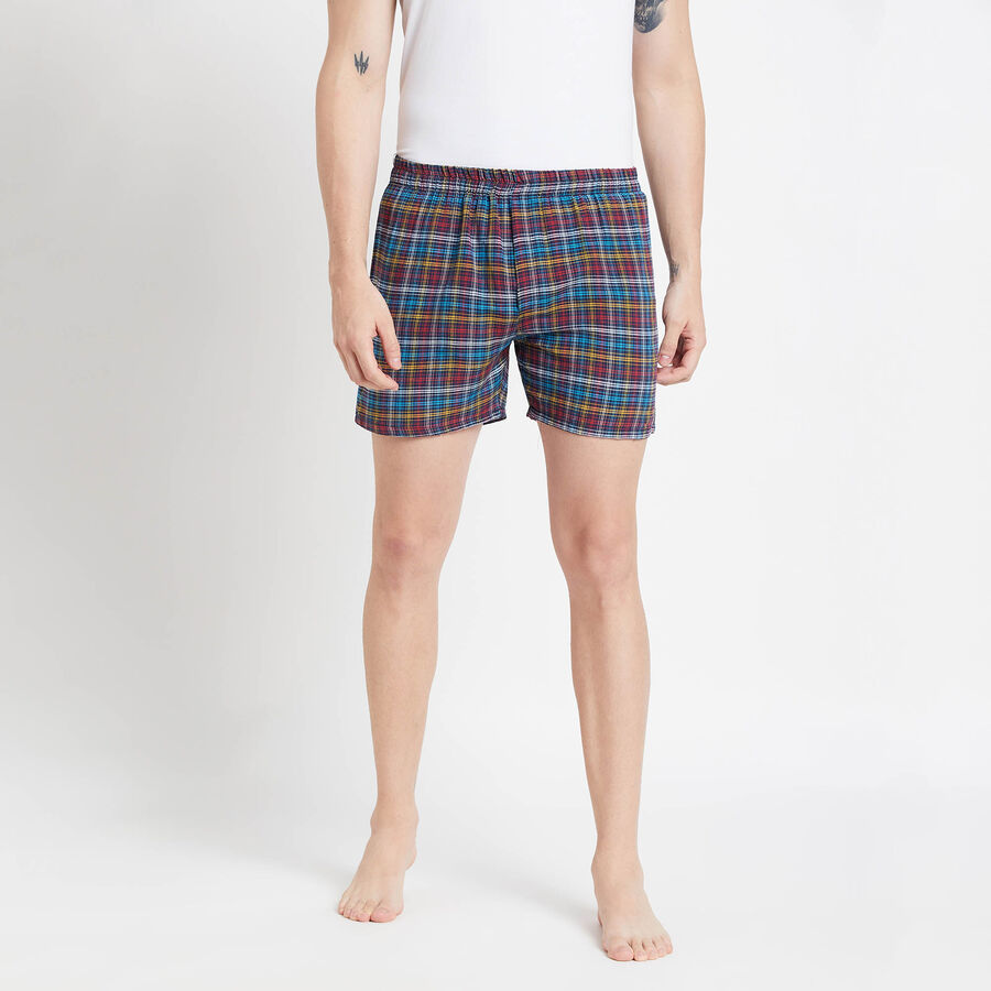Checks Inner Elastic Boxers, Dark Blue, large image number null