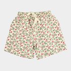 Girls' White Cotton Regular Fit Shorts, ऑफ व्हाइट, small