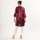 Women's Deep Burgundy Red Mandarin Collar Abstract Printed Kurta, Wine, small image number null