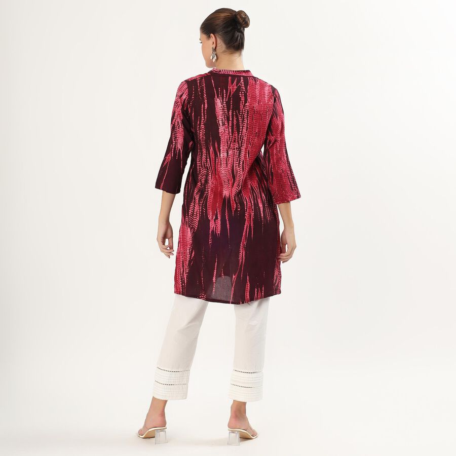 Women's Deep Burgundy Red Mandarin Collar Abstract Printed Kurta, Wine, large image number null