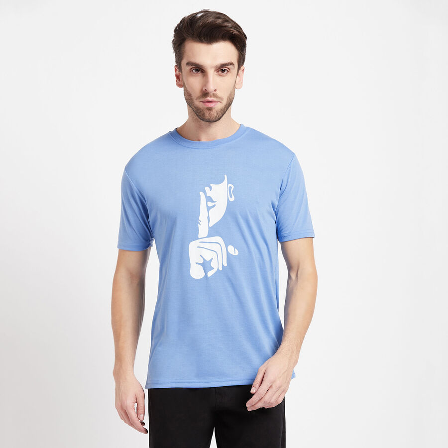 राउन्ड नेक टी-शर्ट, हल्का नीला, large image number null