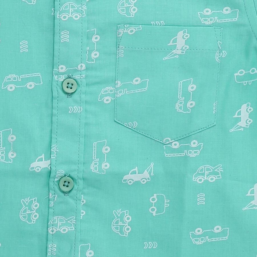 Boys Light Mint Green Cotton Half Sleeve Classic Casual Shirt, Light Green, large