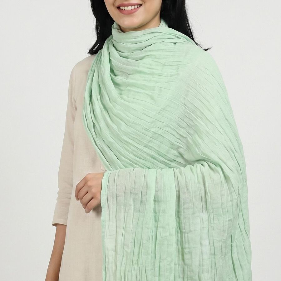 Women's Mint Green Solid Dupatta, हल्का हरा, large