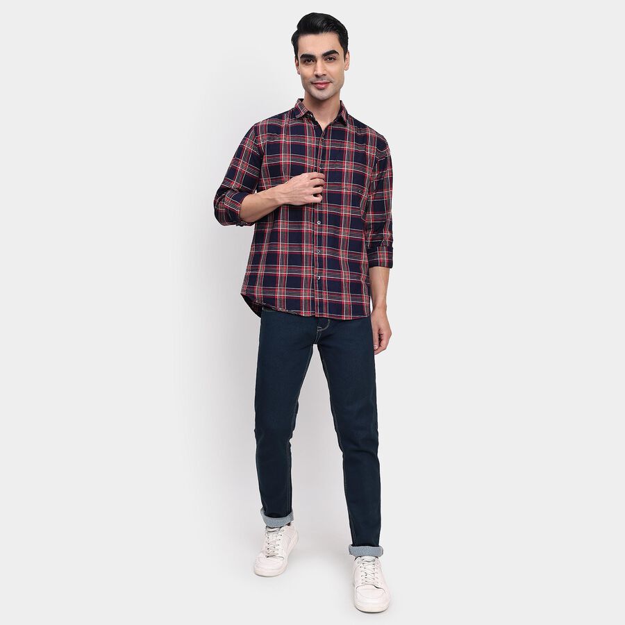 Men's 100% Cotton Casual Shirt, Red, large image number null