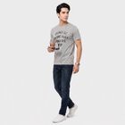 Men's Grey Round Neck Graphic Print Regular T-Shirt, Melange Mid Grey, small