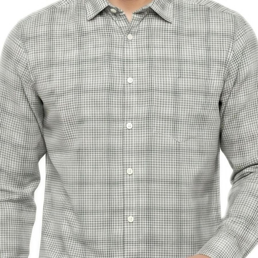 Men's Green Cotton Regular Fit Casual Shirt, Dark Green, large