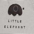 Infants White and Charcoal Grey Cotton Elephant Printed Baba Suit, Charcoal, small image number null