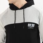 Men's Black and Grey Hooded Casual Sweatshirt, काला, small image number null