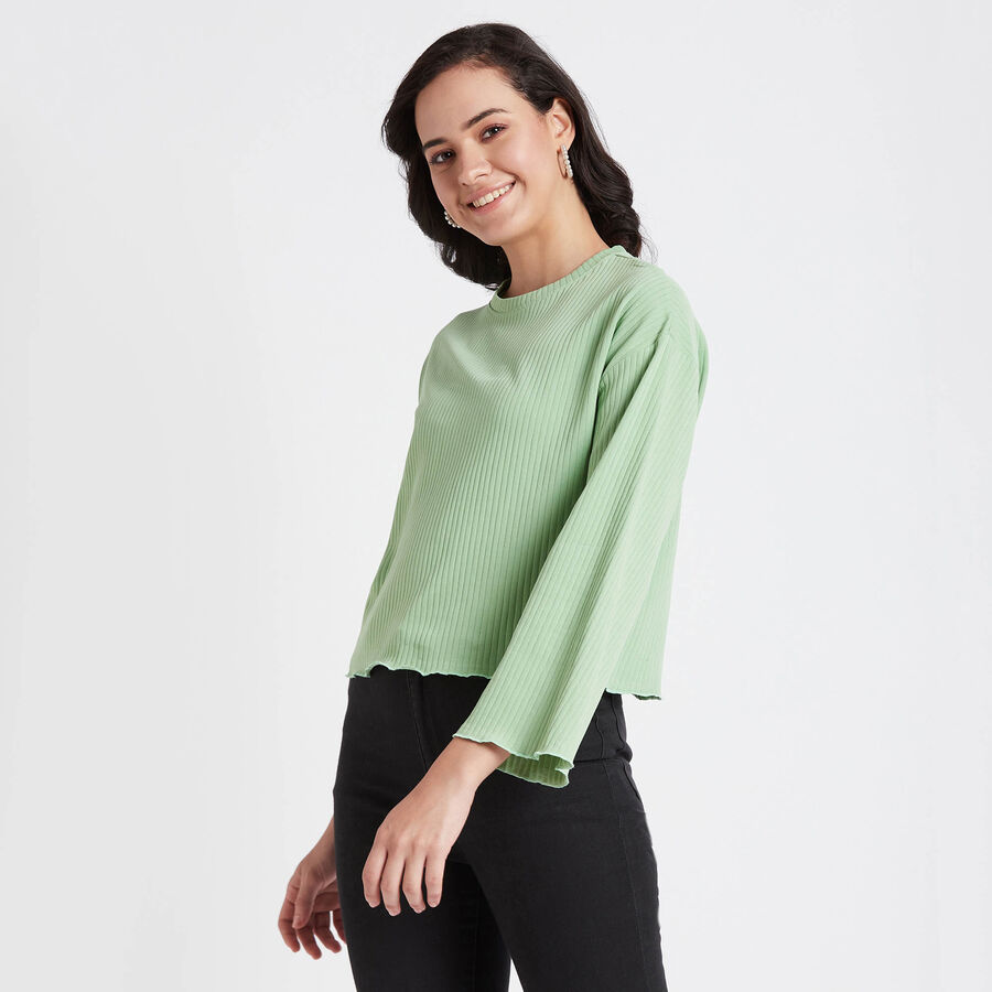 Solid Round Neck T-Shirt, Light Green, large image number null