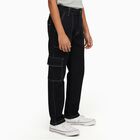 Boys Jet Black Regular Fit Cargo Jeans, Black, small image number null