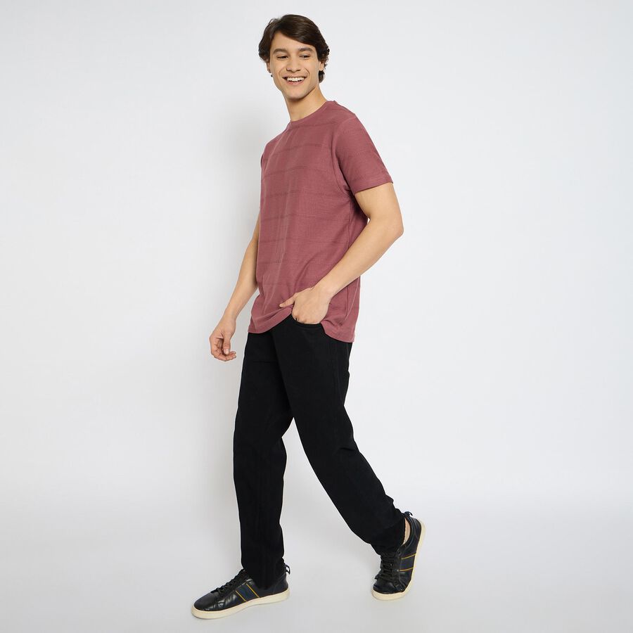 Men's 100% Cotton Round Neck Half Sleeves T-Shirt, हल्का गुलाबी, large