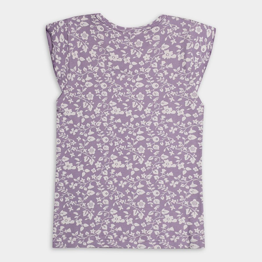 Girls' Soft Lavender Purple Round Neck Sleeveless T-Shirt, Lilac, large image number null