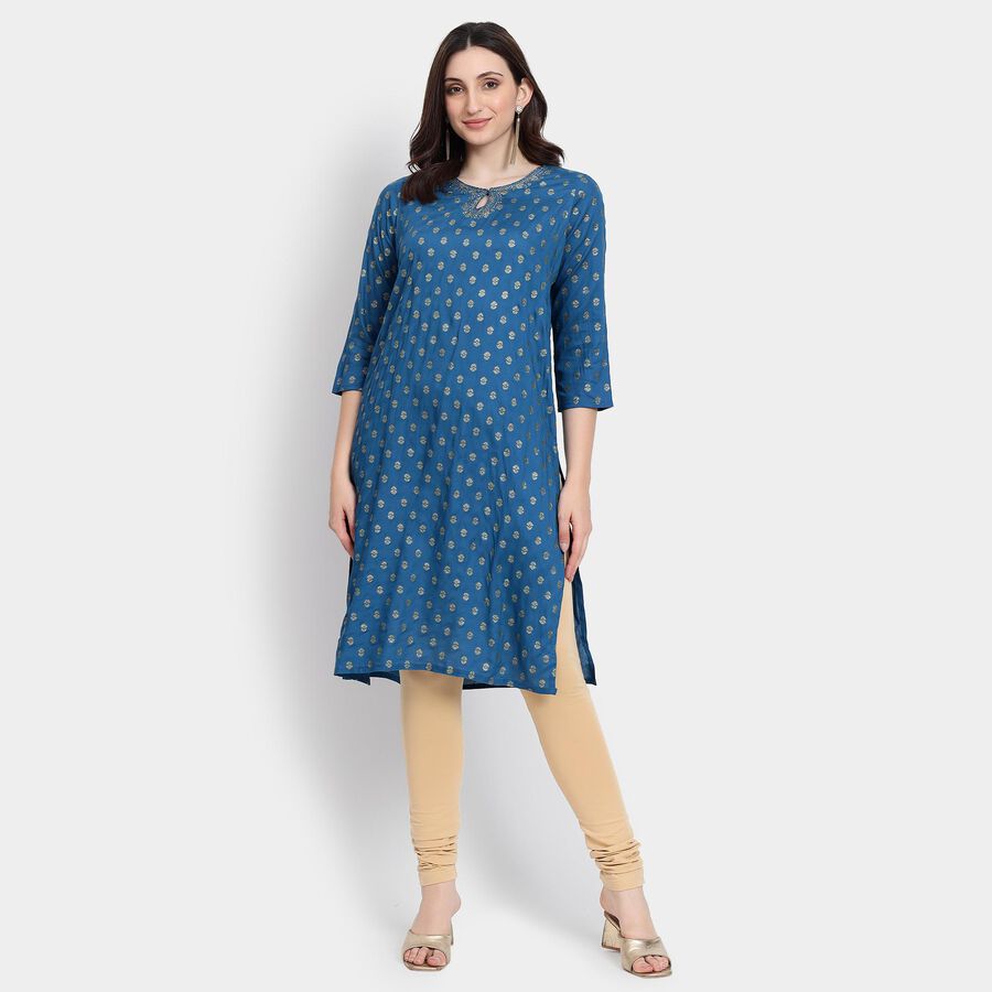 Ladies' Kurta , मध्यम नीला, large image number null