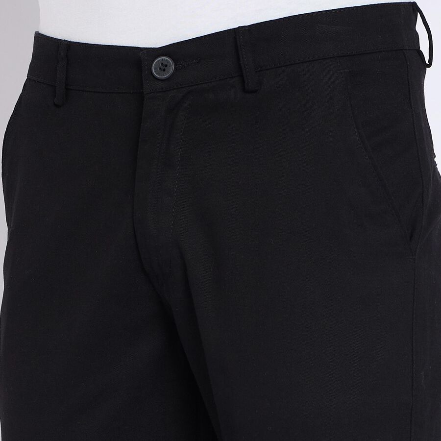 Men's 100% Cotton Slim Fit Casual Trousers , काला, large image number null