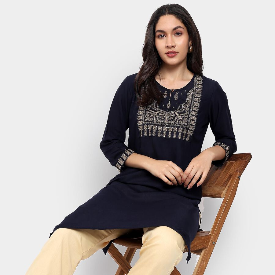 Ladies' Kurta, Navy Blue, large image number null