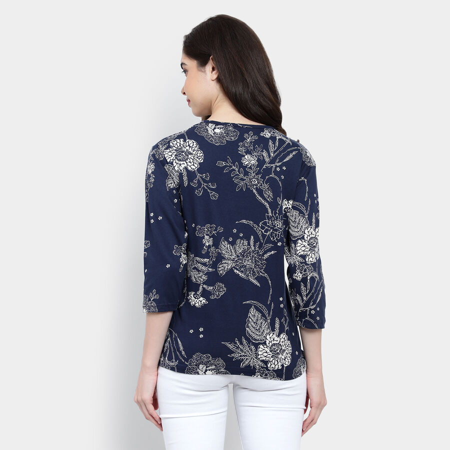 Cotton Regular Length Top, Navy Blue, large image number null