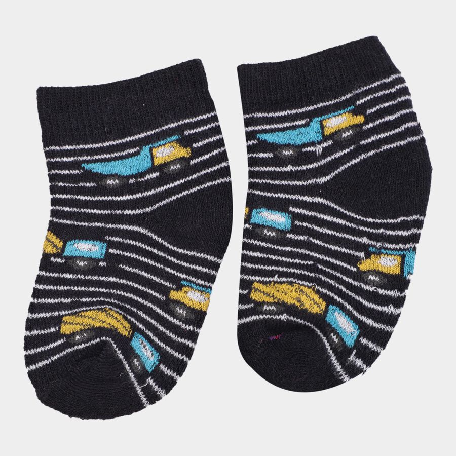 Infants Cotton Stripes Socks, Navy Blue, large image number null