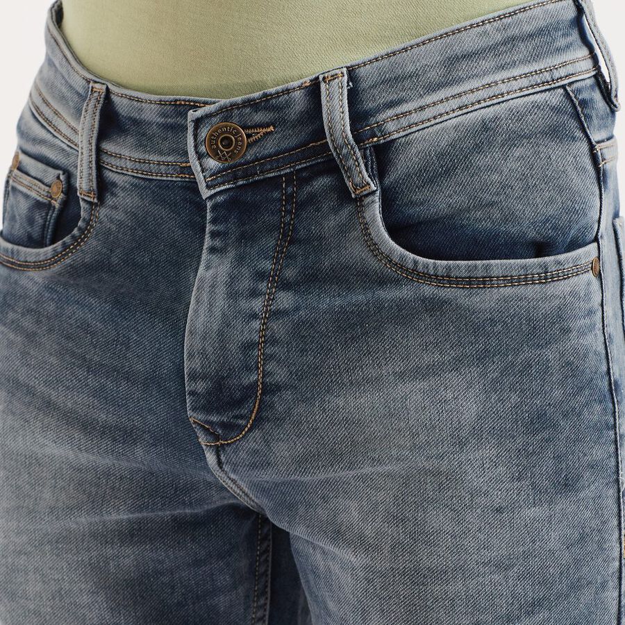 Classic 5 Pocket Slim Fit Jeans, गहरा नीला, large image number null