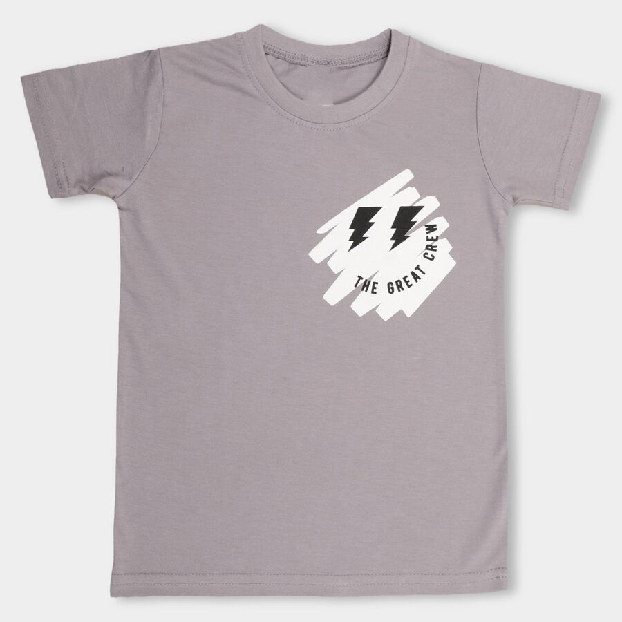Boys' Half Sleeves T-Shirt, हल्का ग्रे, large image number null