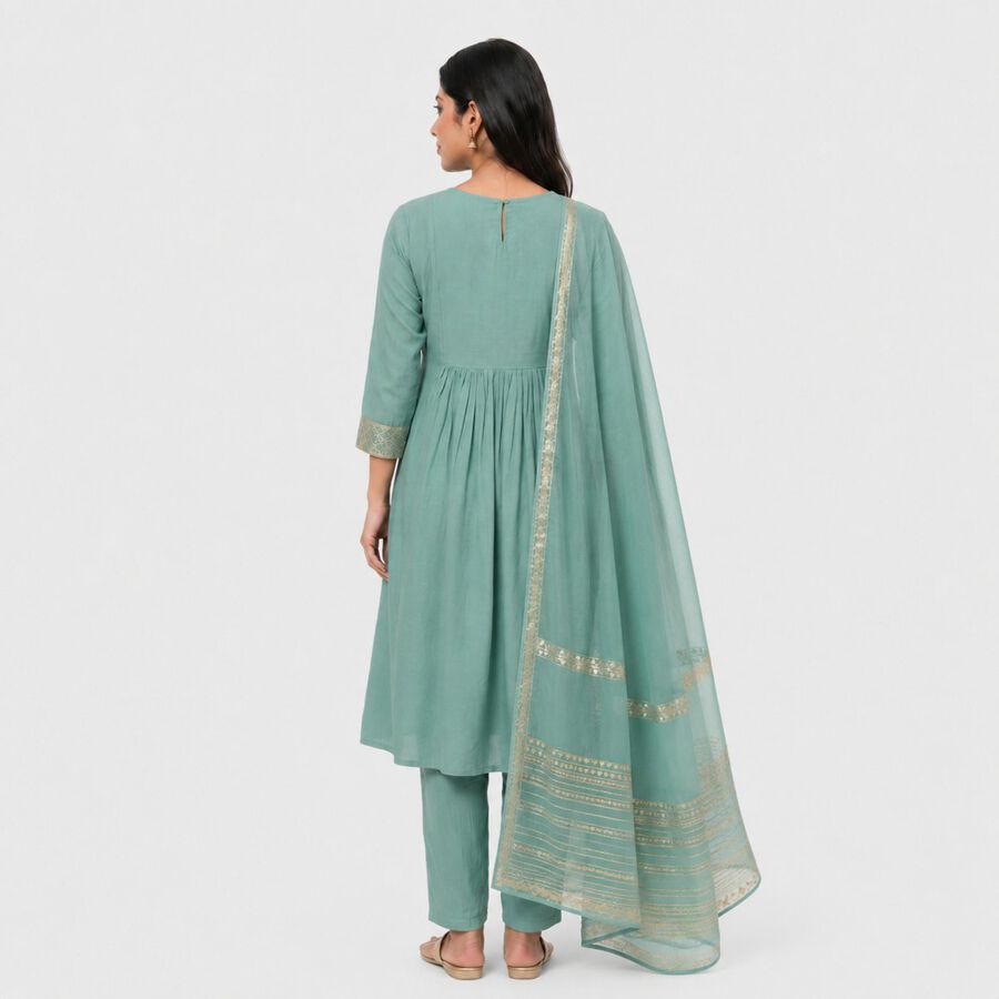 Women's Light Green Embroidered Ethnic Set, हल्का हरा, large