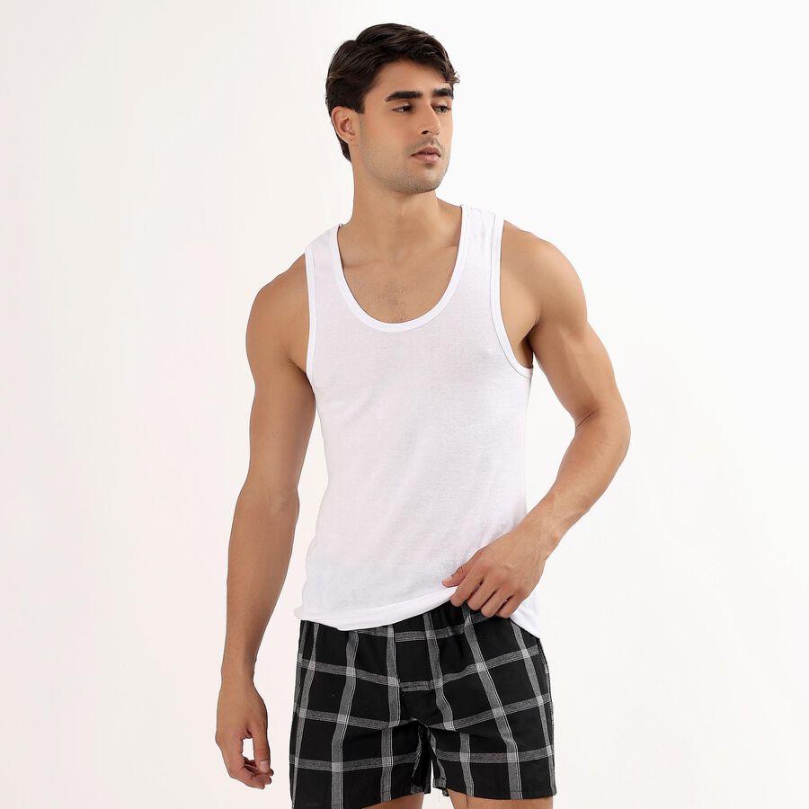 Men's 100% Cotton Vest (Pack of 2), सफ़ेद, large image number null
