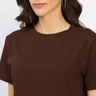 Ladies' 100% Cotton Round Neck T-Shirt, Brown, small