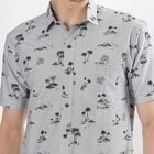 Men's Light Grey Cotton Classic Collar Casual Shirt, Light Grey, small