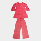 Girls Viscose All Over Printed Fusion Clothing Set, Coral, small image number null