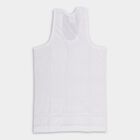 Boys White Cotton Round Neck Sleeveless Vest, White, small