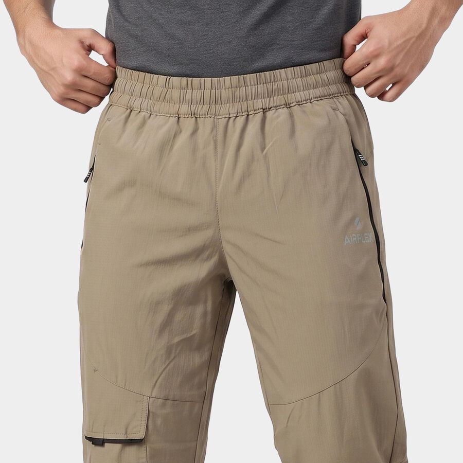 Men's Beige Straight Fit Cargo Track Pants, गहरा पीला, large