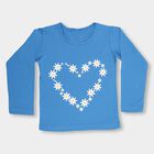 Girls' Bright Blue Cotton Round Neck Casual Top, Mid Blue, small image number null