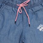 Girls' Stonewashed Blue Cropped Fit Embroidered Jeans, Light Blue, small image number null