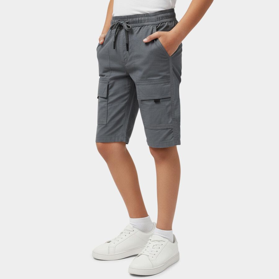 Boys' Light Grey Regular Fit Camo Printed Jamaican Shorts, Light Grey, large