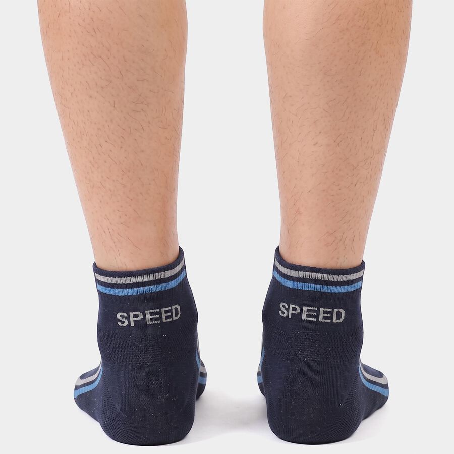 Men's Ankle Length Pack of 3 Socks ( Grey, Charcoal, Navy ), नेवी ब्लू, large