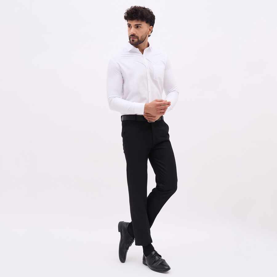 Men's Rich Eggshell White Cotton Cut Away Collar Slim Fit Formal Shirt, White, large image number null