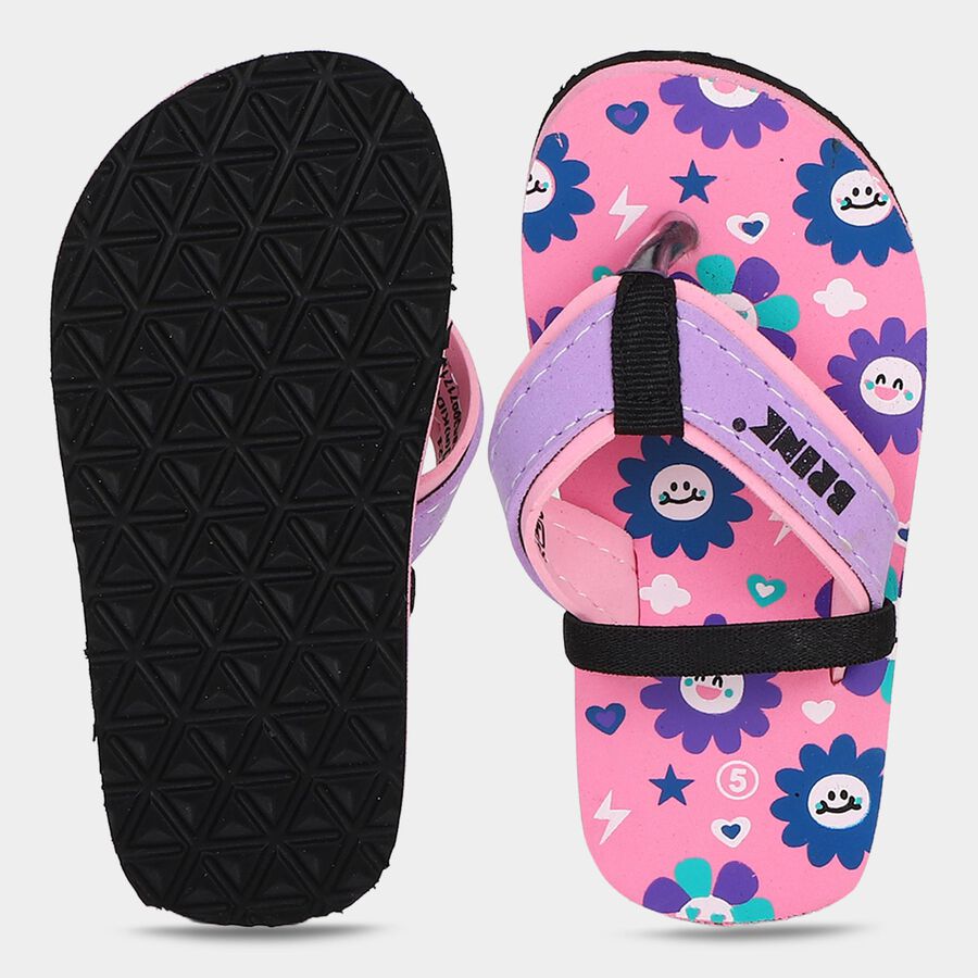 Girls Pink Flip-Flops Slippers, गुलाबी, large