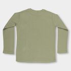 Boys Muted Olive Green Round Neck Casual T-Shirt, Olive, small image number null