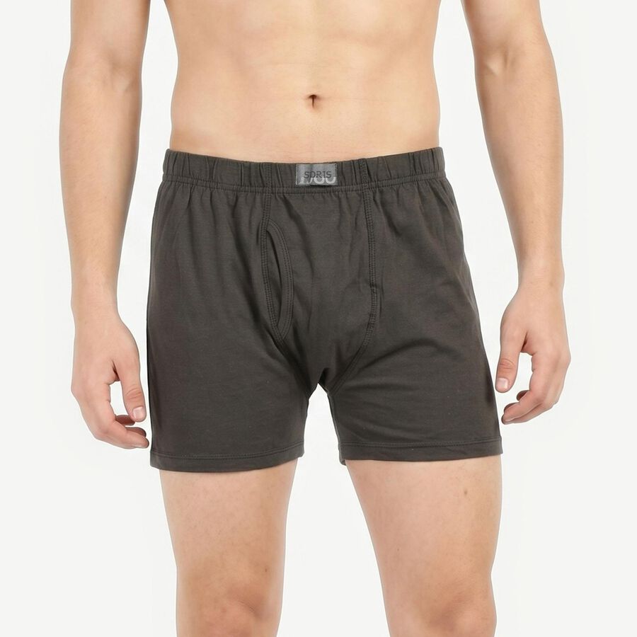 Men's Olive Green Regular Fit Solid Trunks, ओलिव, large