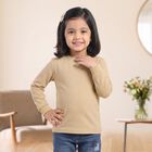 Girls' Brown Long Sleeve Thermal, भूरा, small