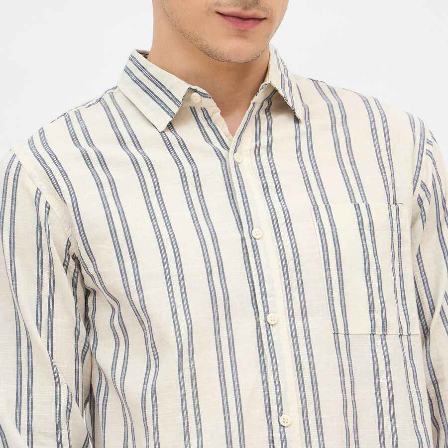 Men's Regular Collar Casual Shirt, Off White, large image number null