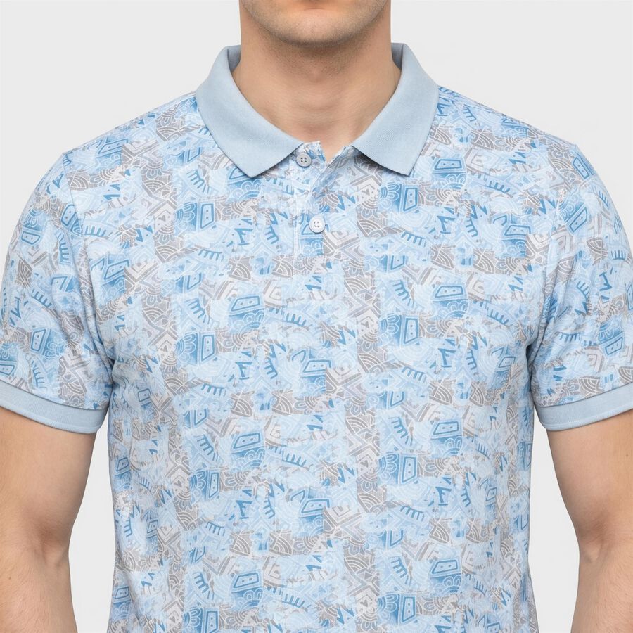 Men's Light Blue Cotton Polo Neck Polo T-Shirt, Light Blue, large