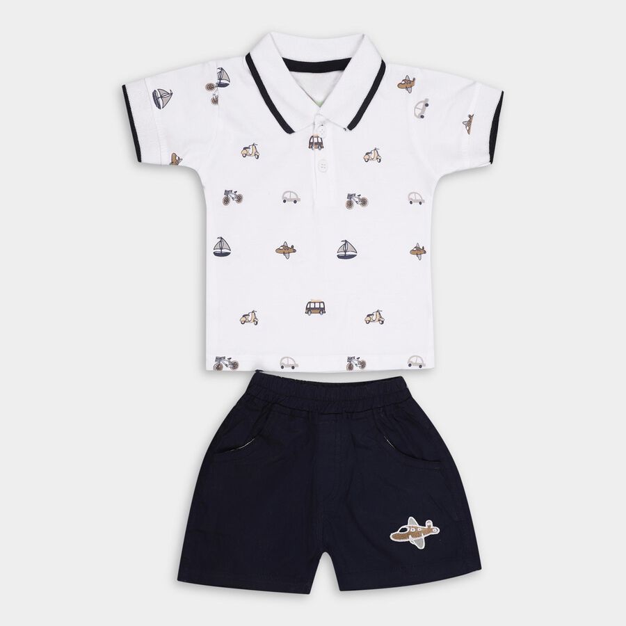Infant Boys' 100% Cotton Polo Baba Suit, Navy Blue, large image number null