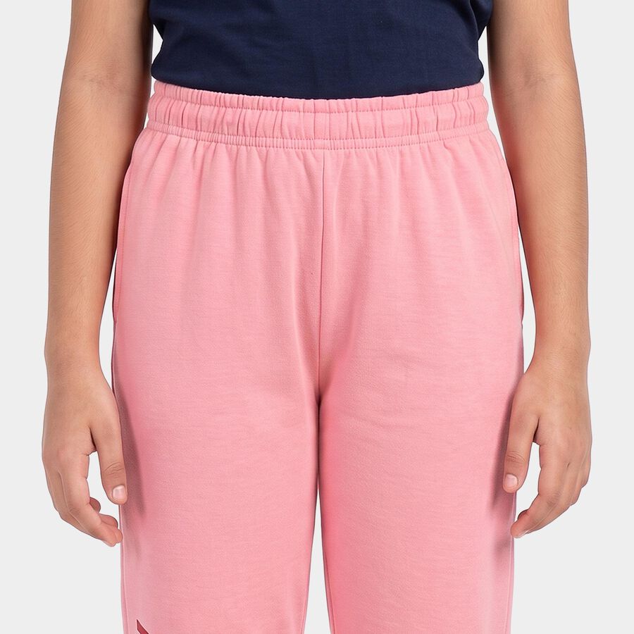 Girls Pink Regular Fit Typography Print Jogger Pyjama, Pink, large
