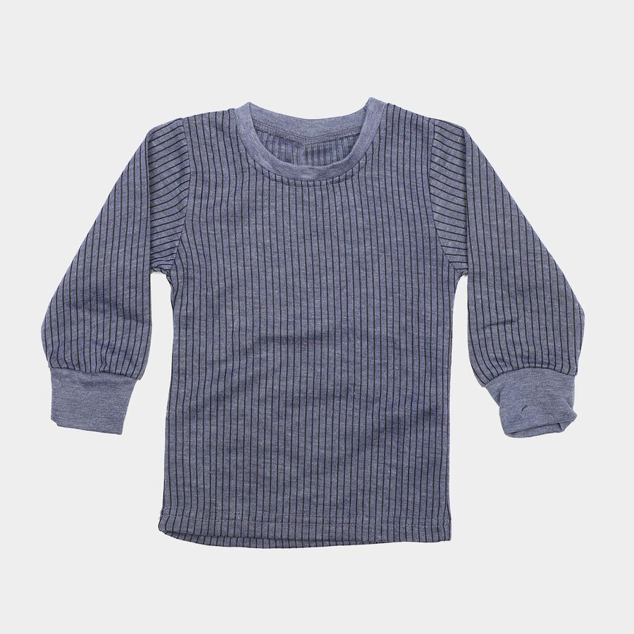 Boys' Blue Long Sleeve Thermal, मध्यम नीला, large