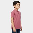 Boys Pink Round Neck Casual Half Sleeve T-Shirt, Pink, small