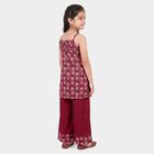 Girls Fuchsia V Neck Fusion Set Upper and Bottom Set, Fuchsia, small