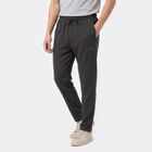 Men's Charcoal Slim Fit Solid Track Pants, Charcoal, small